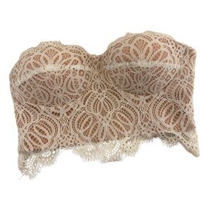 Nasty Gal Nude Illusion White Lace Bando top